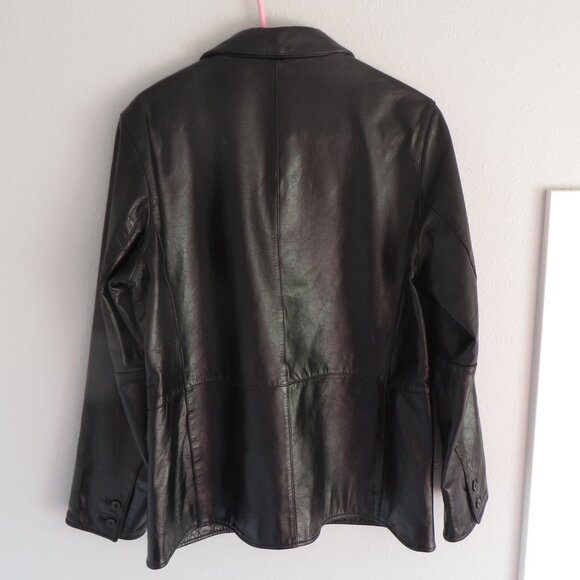 GAP woman's 100% genuine leather black jacket/coat size L - Picture 2 of 10